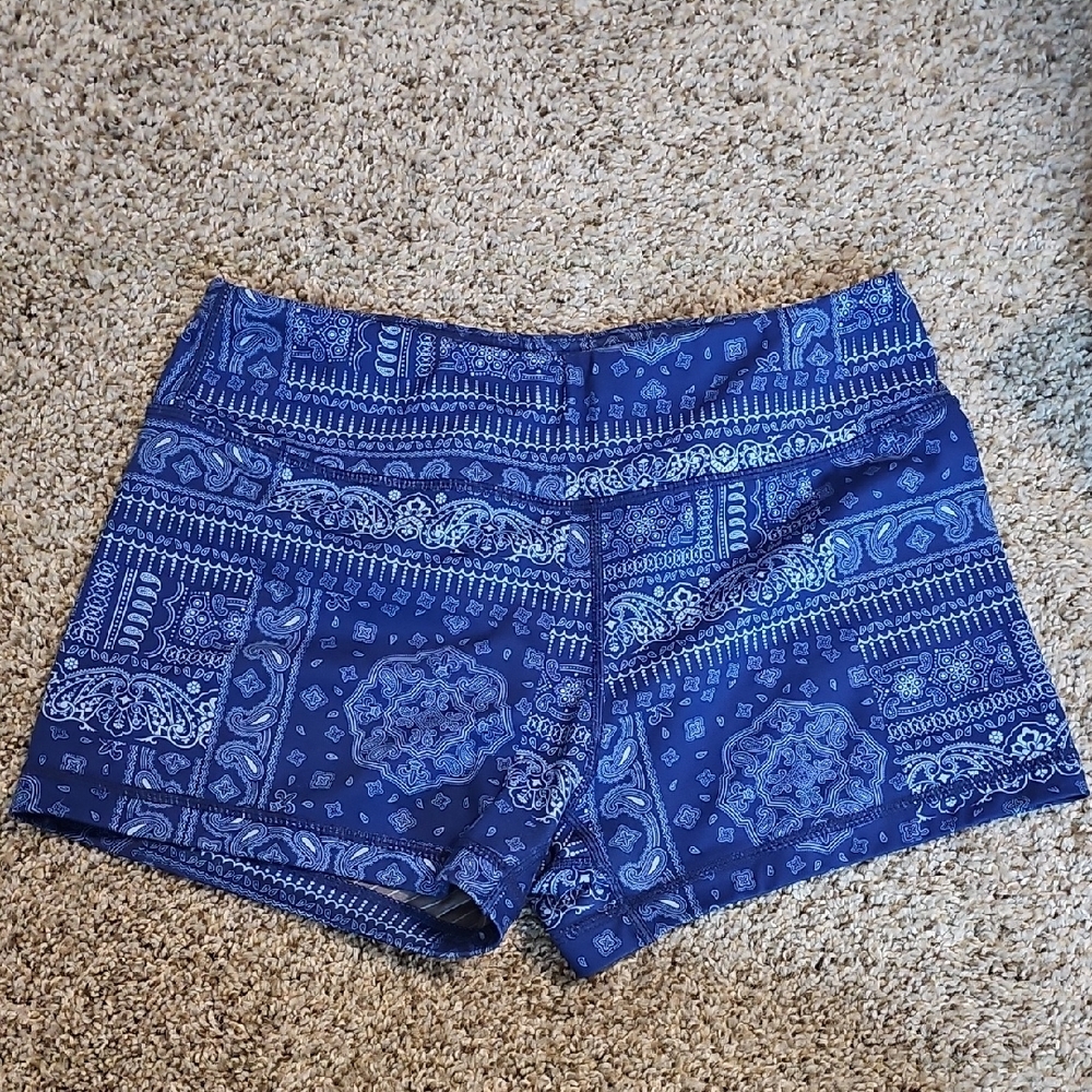 Blue Patterned Women's Shorts